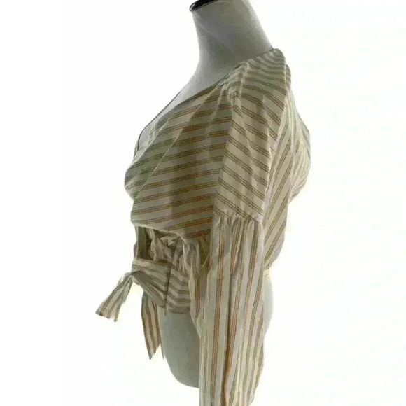 Derek Lam 10 Crosby Cropped Bell Sleeve Tie Waist Blouse Top Size - Picture 7 of 10